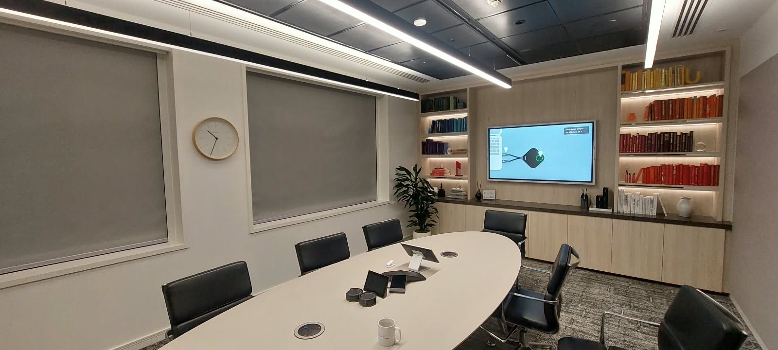 Meeting room with video conferencing, installed by CBV Datanet